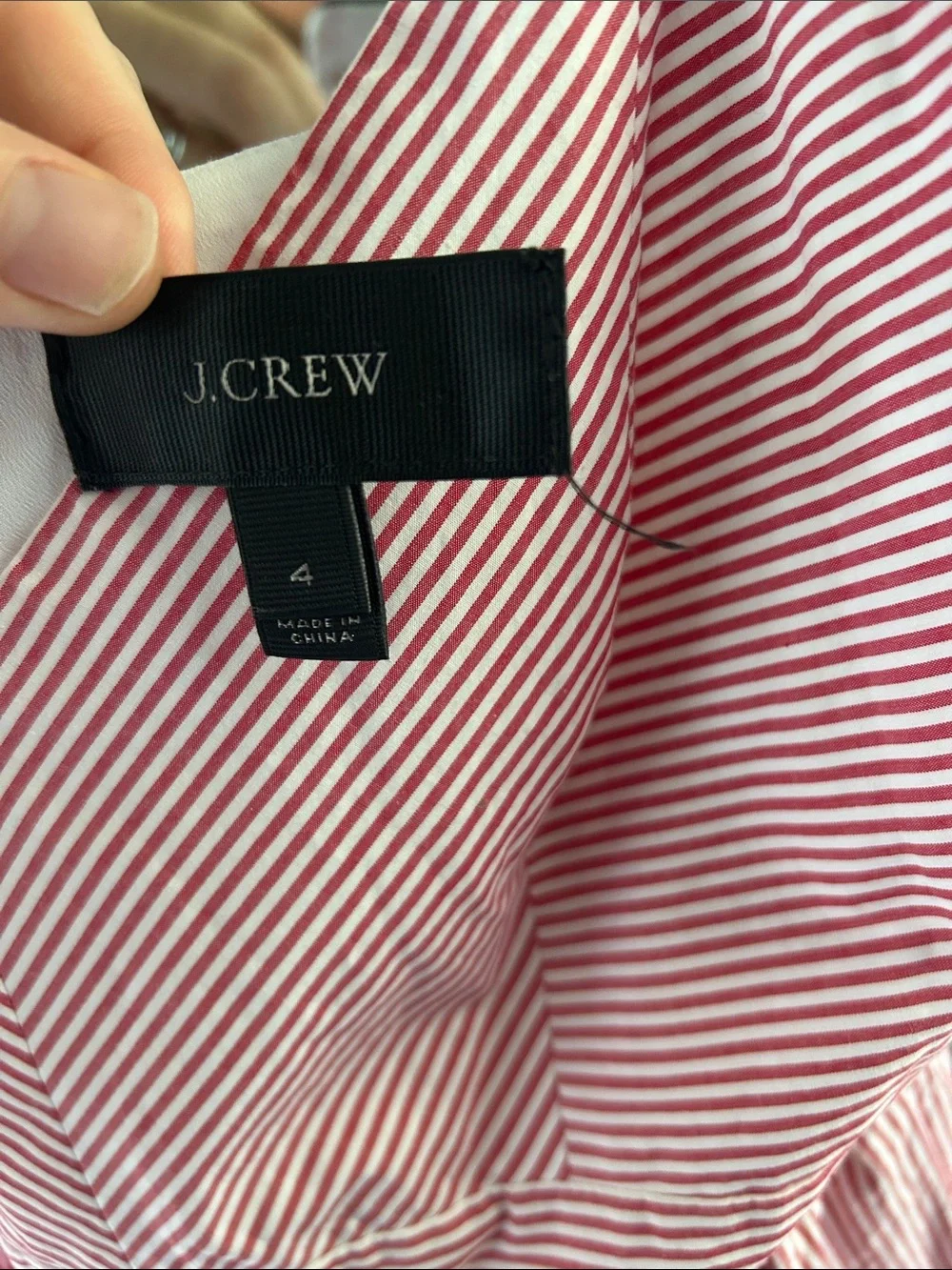 J. Crew Red and White Striped Sundress with Ruffle Hem